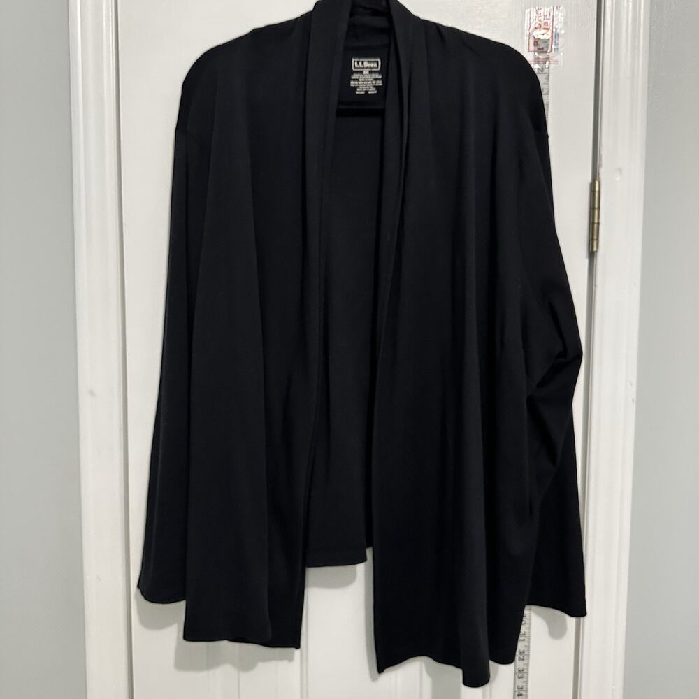 L.L.Bean Cardigan Women 3X Black Supima Cotton Open Front Plus Size